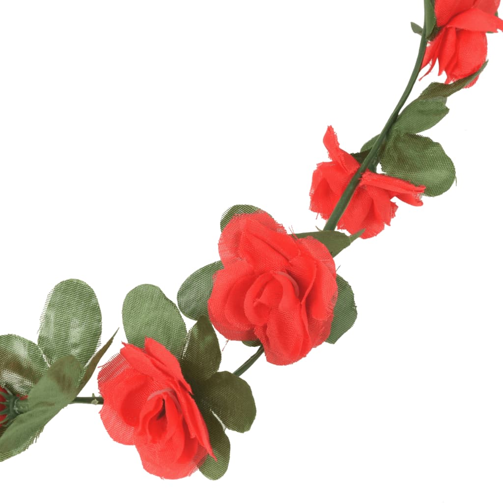 vidaXL mākslīgo ziedu vītnes, 6 gab., sarkanas, 250 cm