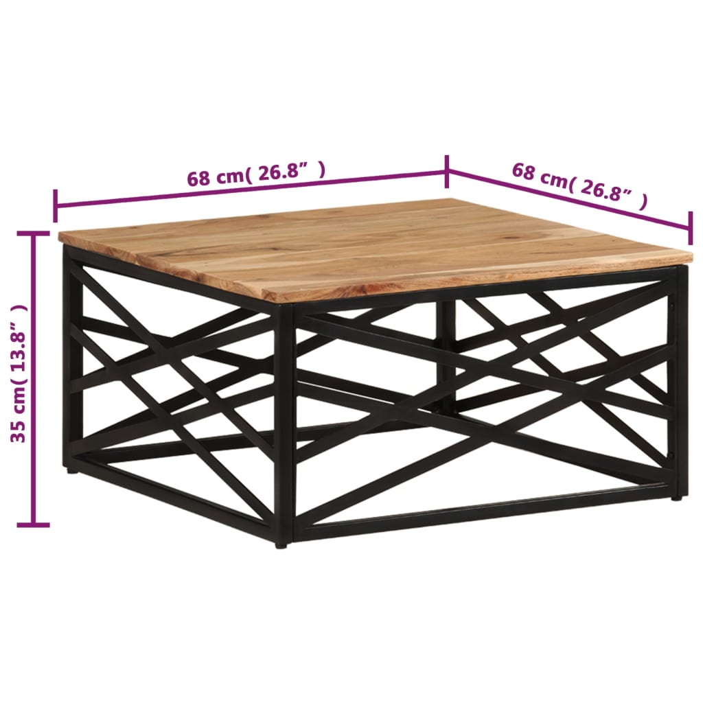vidaXL kafijas galdiņš, 68x68x35 cm, akācijas masīvkoks