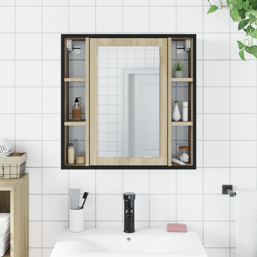 vidaXL vannasistabas spoguļskapītis, ozolkoka, 60x16x60 cm, koks