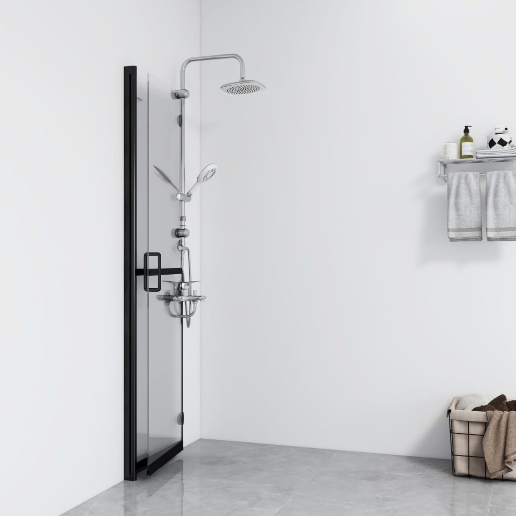 vidaXL dušas siena, salokāma, caurspīdīgs ESG stikls, 90x190 cm