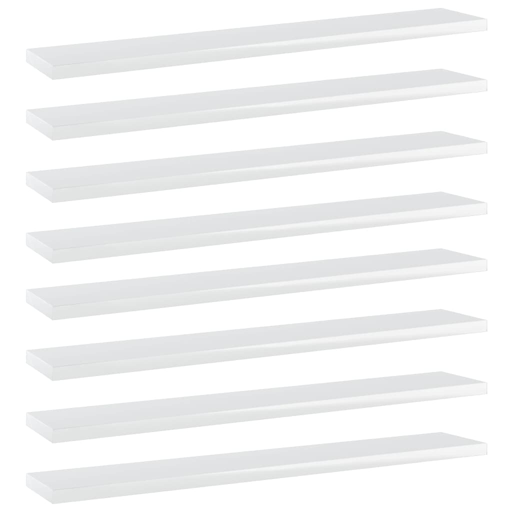 vidaXL plauktu dēļi, 8 gab., spīdīgi balti, 60x10x1,5cm, skaidu plātne