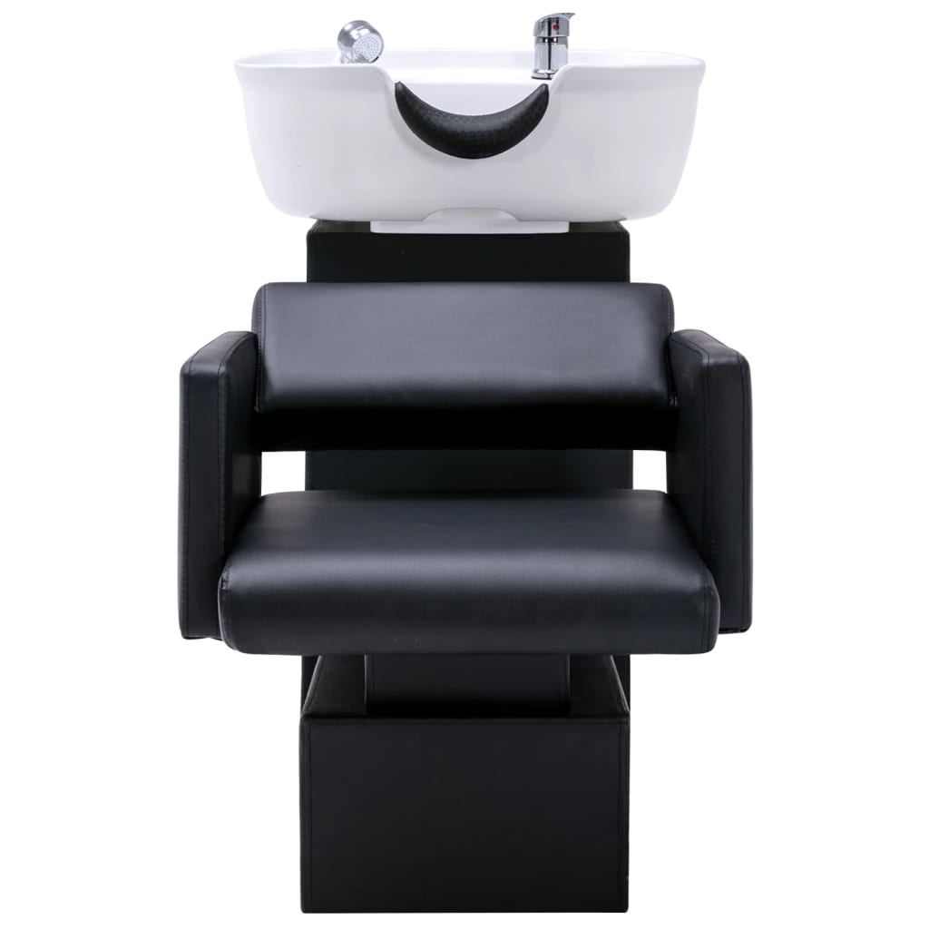 vidaXL frizieru krēsls ar izlietni, melns ar baltu, 129x59x82 cm