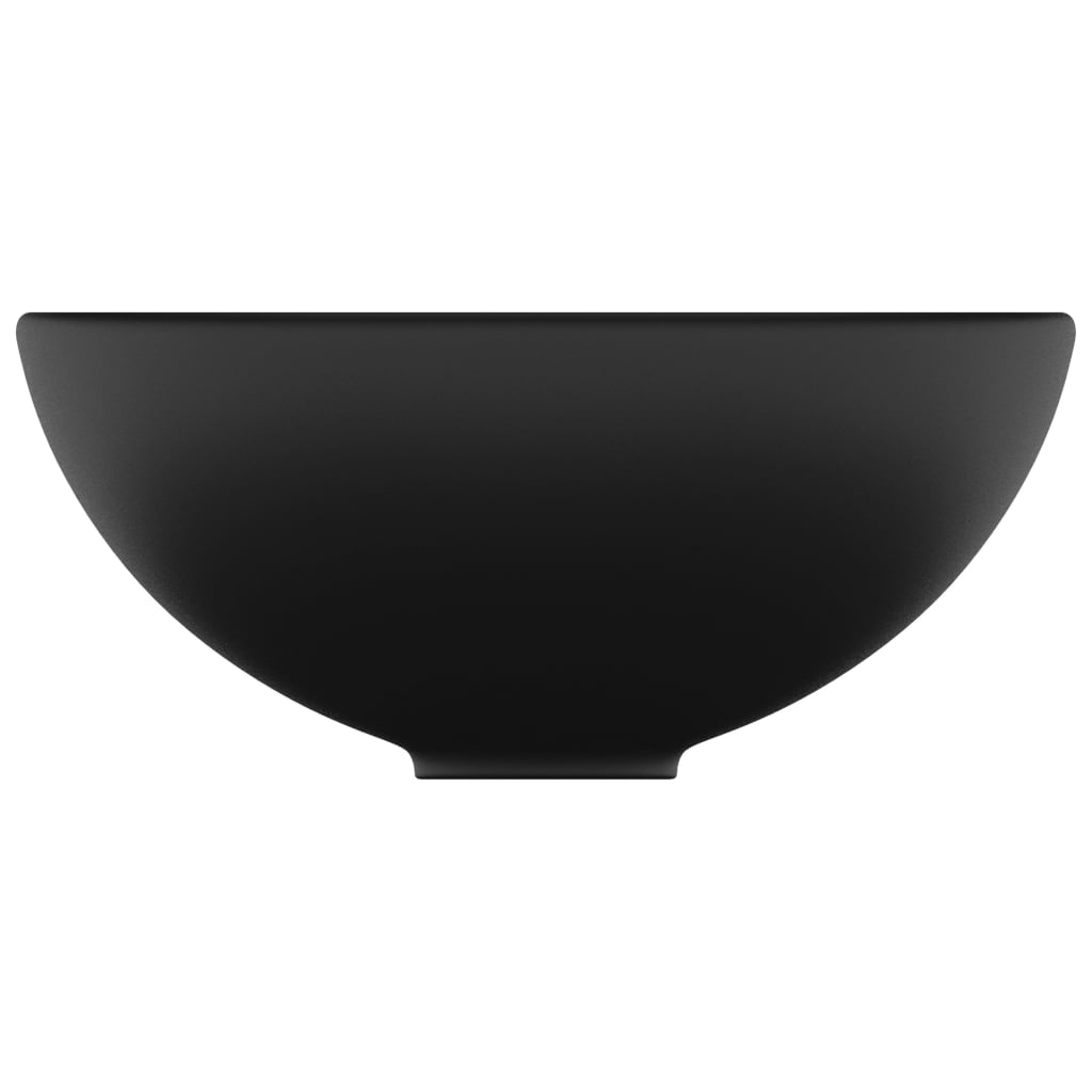 vidaXL izlietne, apaļa, 32,5x14 cm, matēta melna keramika