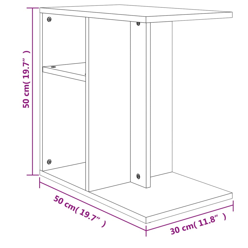 vidaXL galdiņš, betona pelēks, 50x30x50 cm, skaidu plāksne