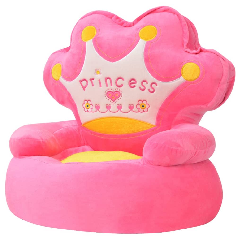 vidaXL bērnu atpūtas krēsls, rozā plīšs
