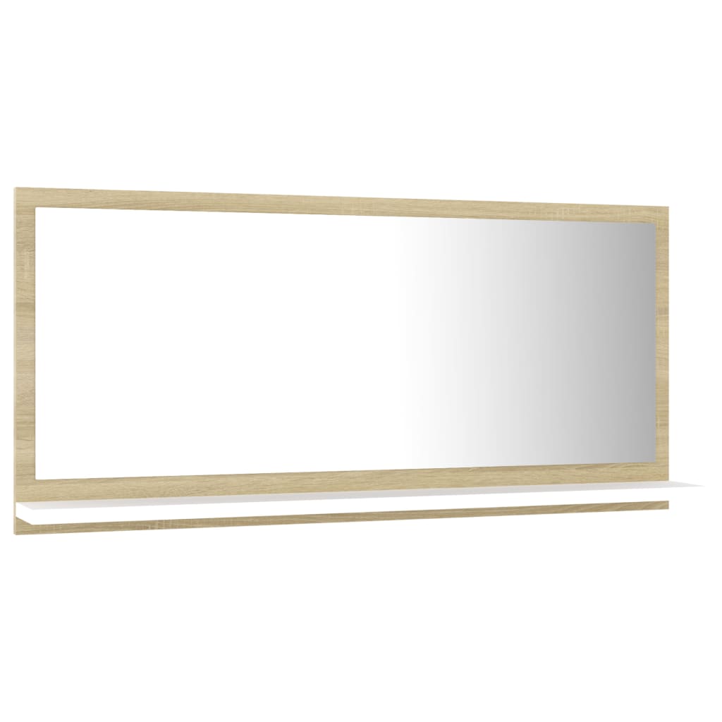 vidaXL vannasistabas spogulis, baltā un ozolkoka krāsā, 80x10,5x37 cm