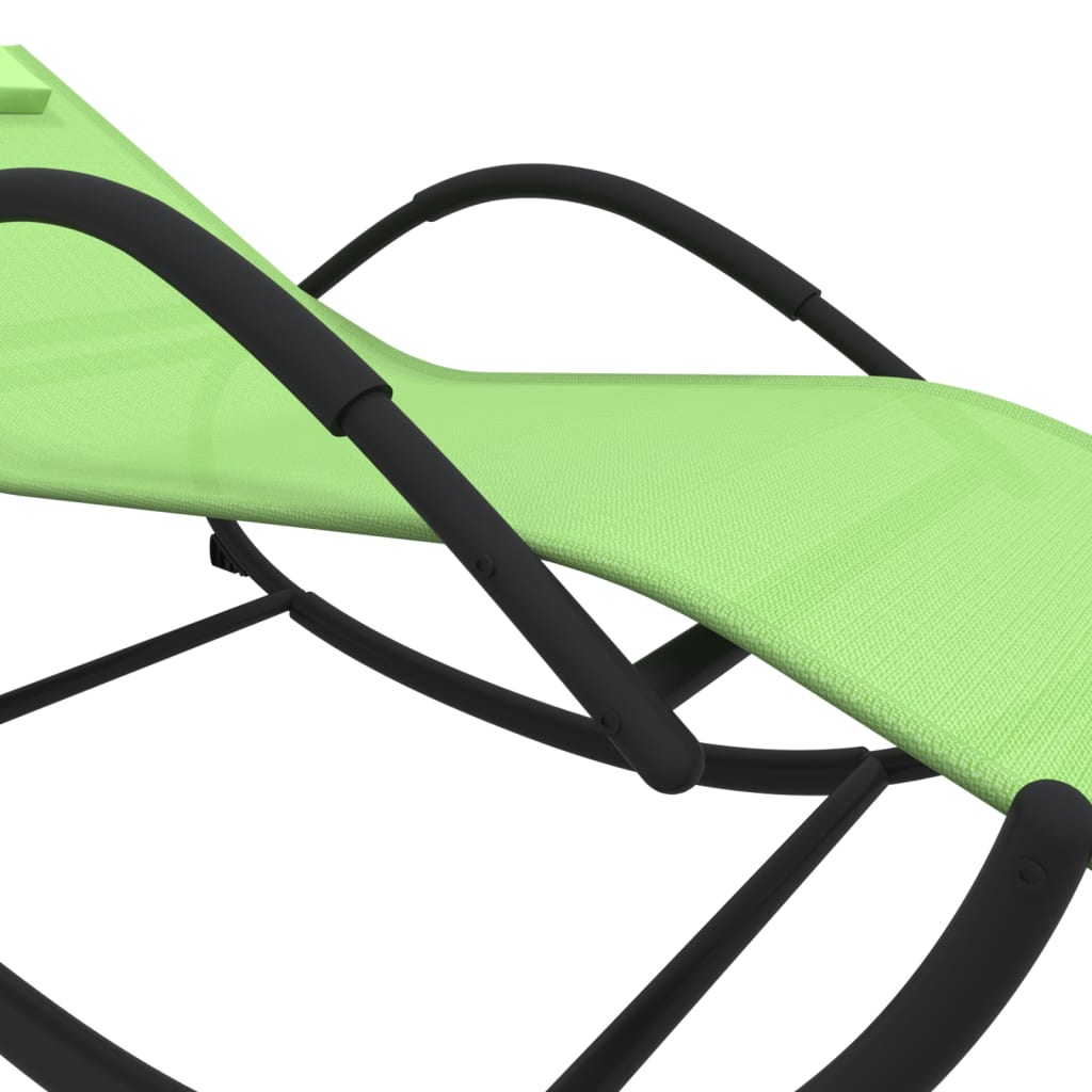 vidaXL sauļošanās šūpuļkrēsli, 2 gab., zaļi, tērauds un tekstilēns