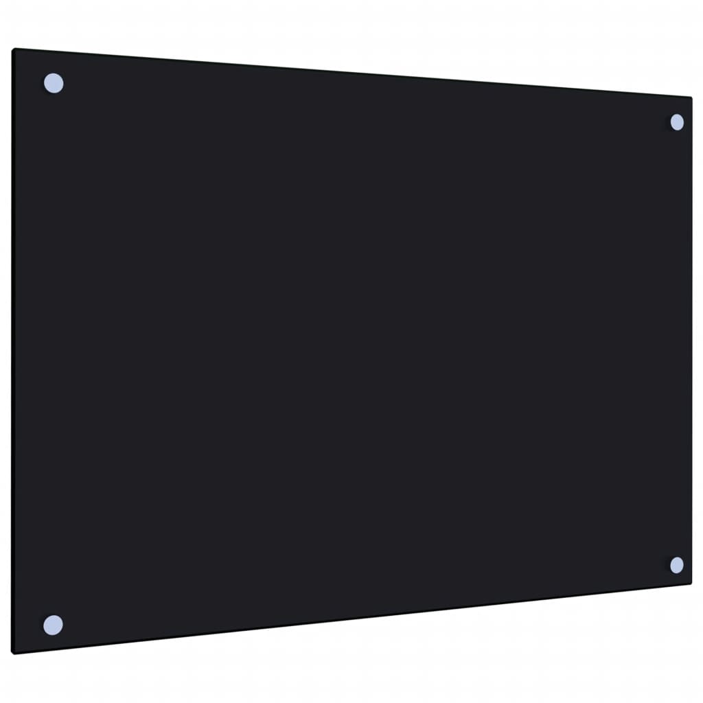 vidaXL virtuves sienas panelis, 70x50 cm, rūdīts stikls, melns