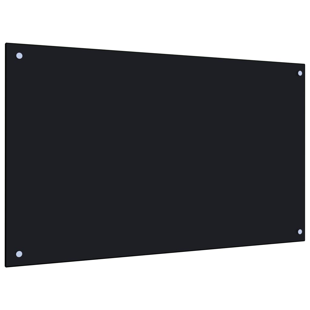 vidaXL virtuves sienas panelis, 100x60 cm, rūdīts stikls, melns