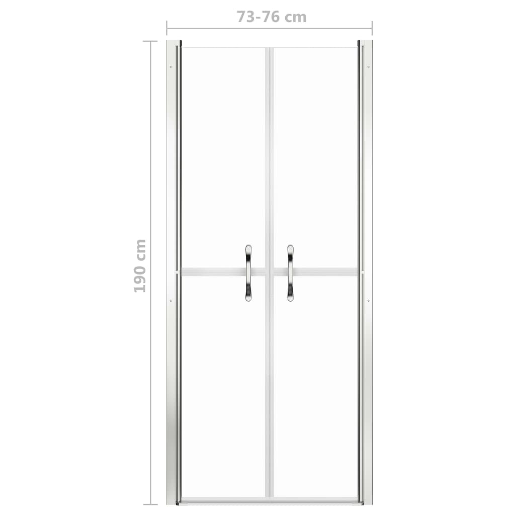 vidaXL dušas durvis, 76x190 cm, ESG, caurspīdīgas