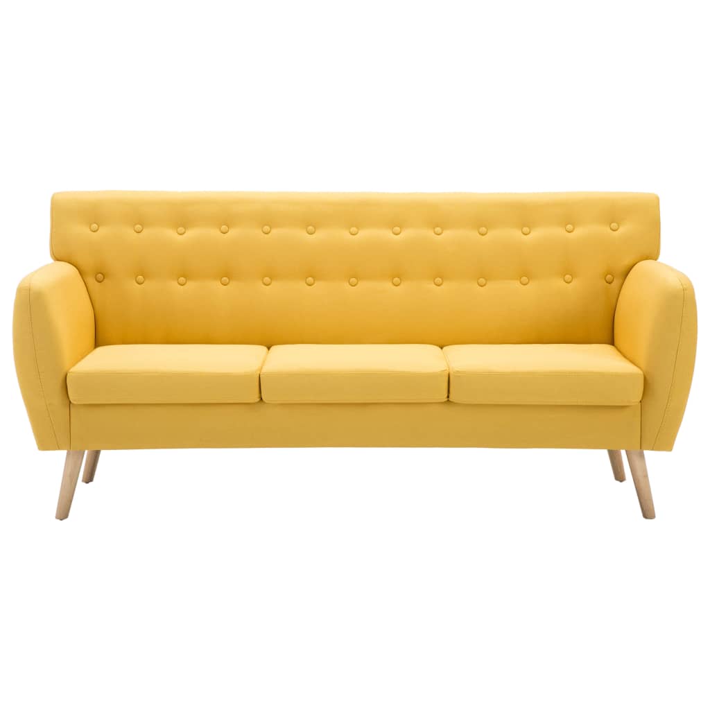 vidaXL dīvāns, trīsvietīgs, 172x70x82 cm, dzeltena auduma apdare
