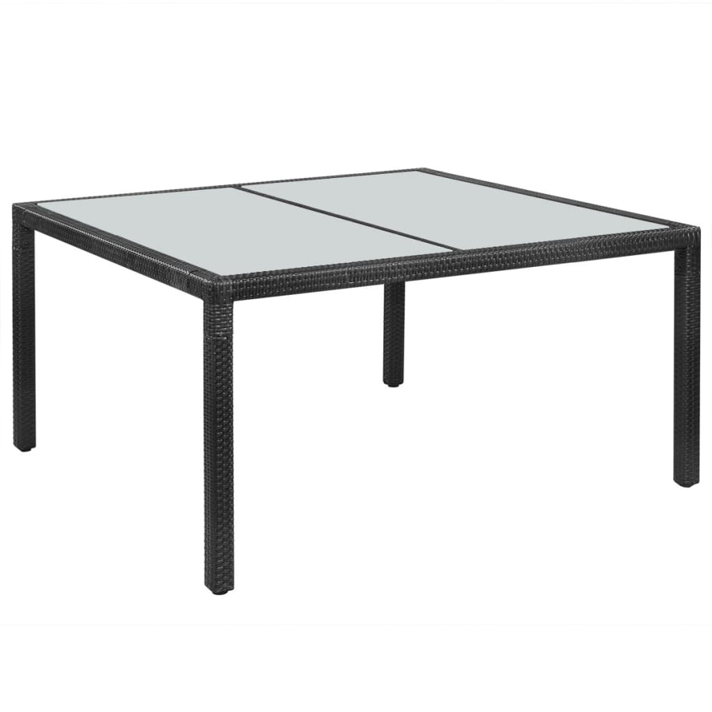 vidaXL dārza galds, 150x90x75 cm, melna PE rotangpalma
