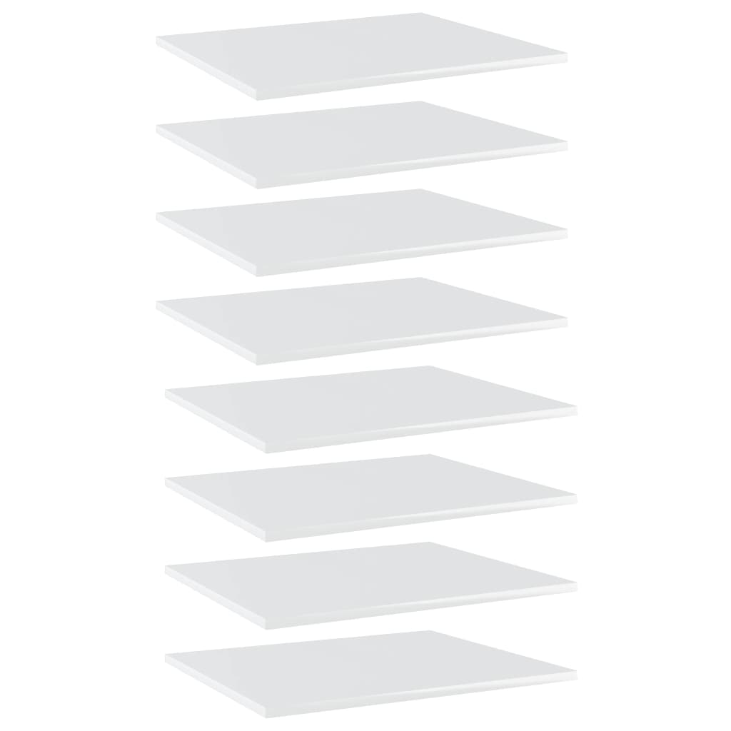 vidaXL plauktu dēļi, 8 gab., spīdīgi balti, 60x50x1,5cm, skaidu plātne