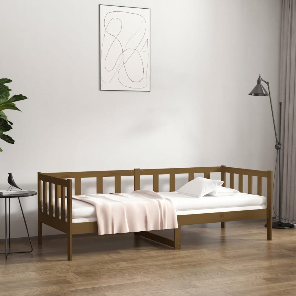 vidaXL gulta, medus brūna, 80x200 cm, priedes masīvkoks