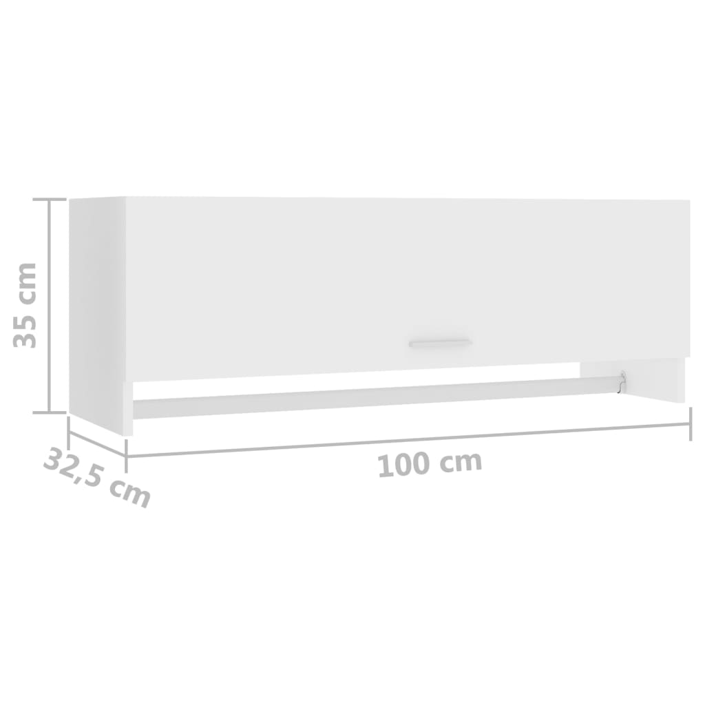 vidaXL skapis, balts, 100x32,5x35 cm, skaidu plāksne