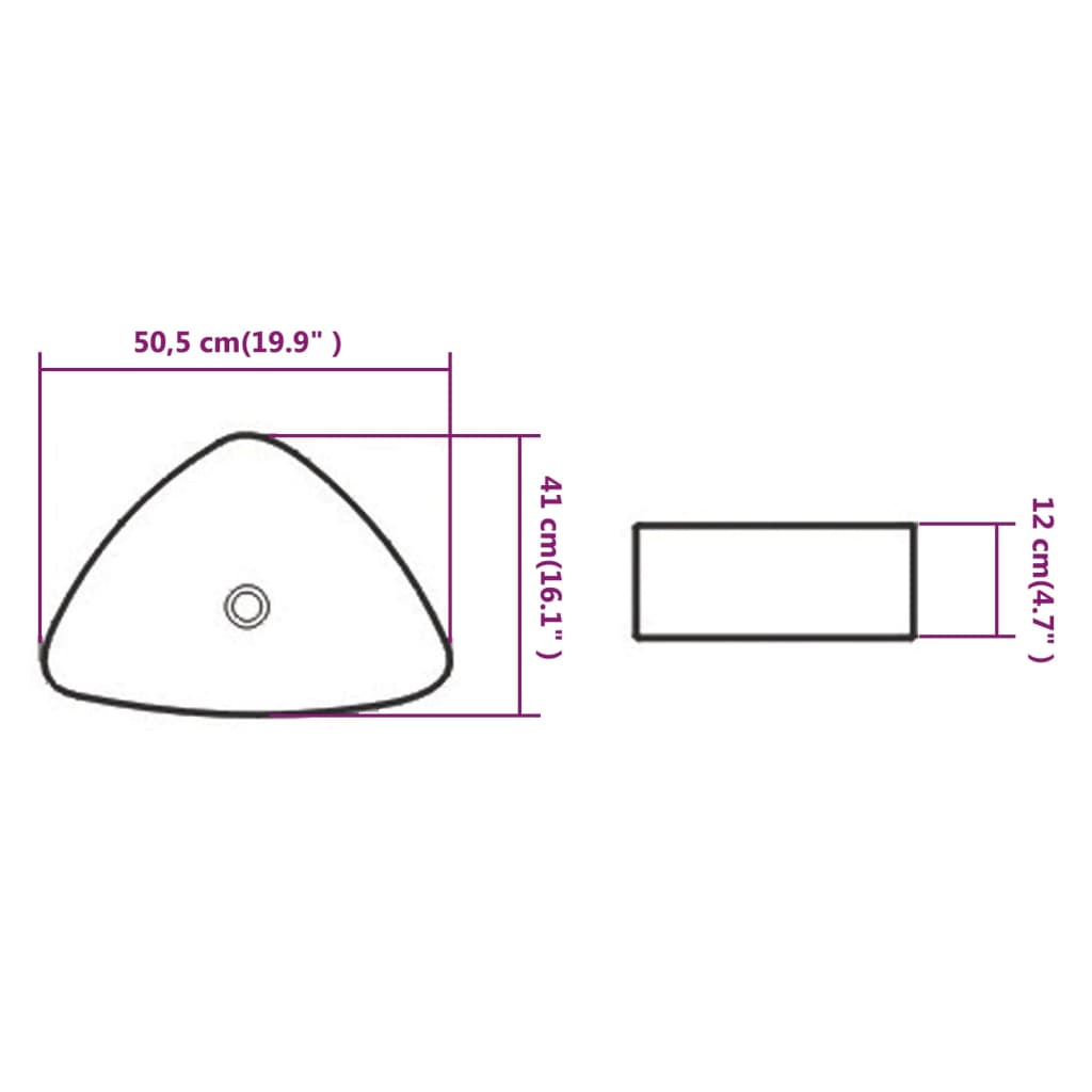 vidaXL izlietne, 50,5x41x12 cm, trīsstūra, balta keramika