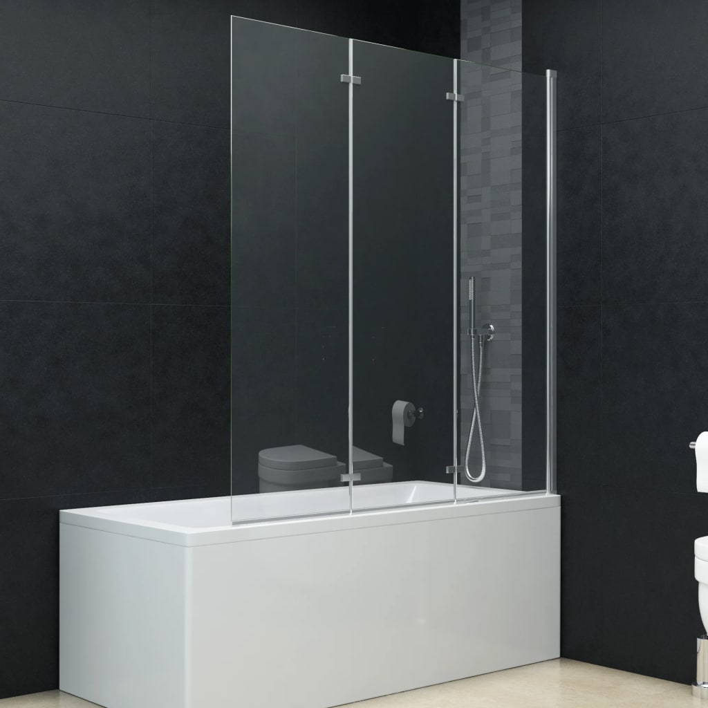 vidaXL salokāmas dušas durvis, 130x138 cm, 3 paneļi, ESG