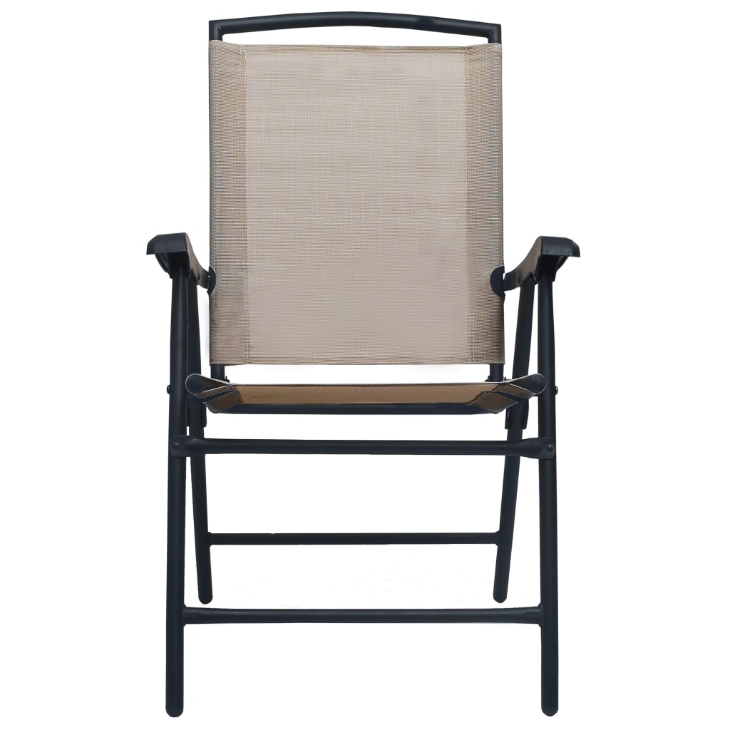 vidaXL saliekami dārza krēsli, 2 gab., tekstilēns, pelēkbrūni