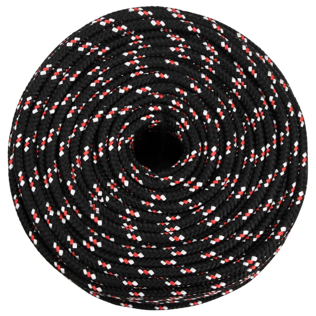 vidaXL laivu virve, melna, 10 mm, 100 m, polipropilēns