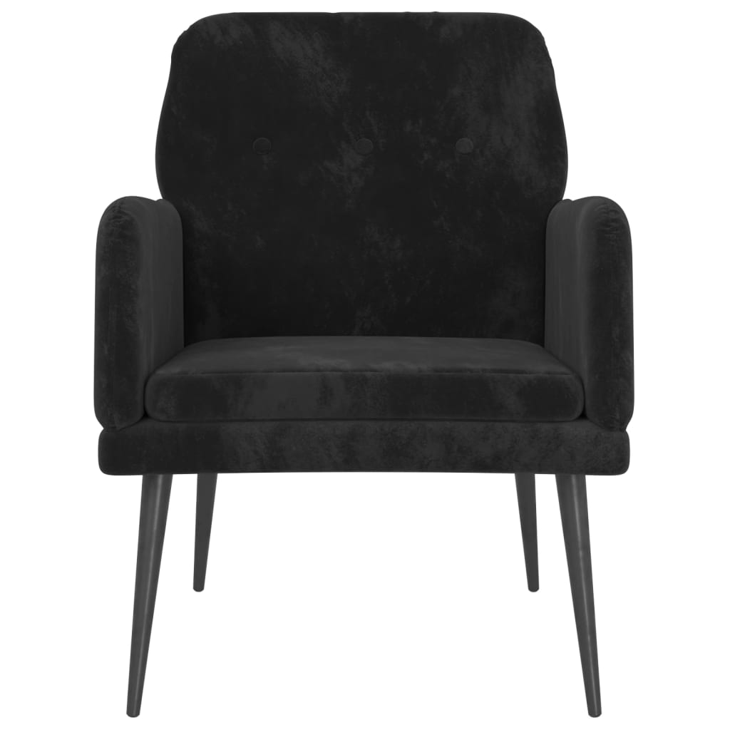 vidaXL atpūtas krēsls, melns, 62x79x79 cm, samts