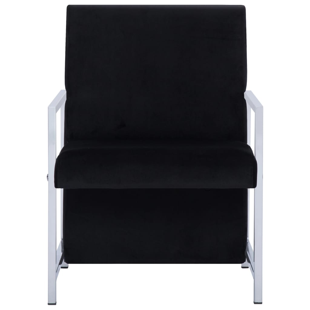 vidaXL atpūtas krēsls ar hromētām kājām, melns samts