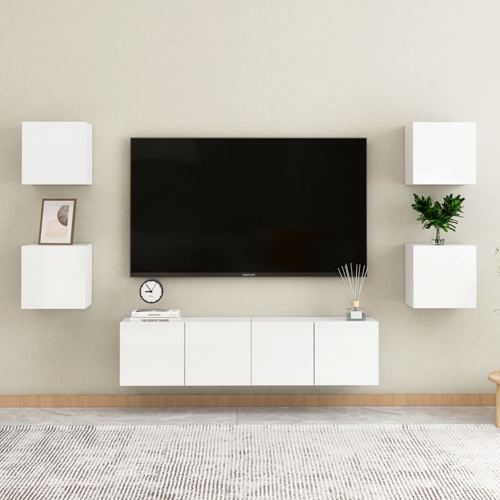 vidaXL sienas TV skapītis, spīdīgi balts, 30,5x30x30 cm