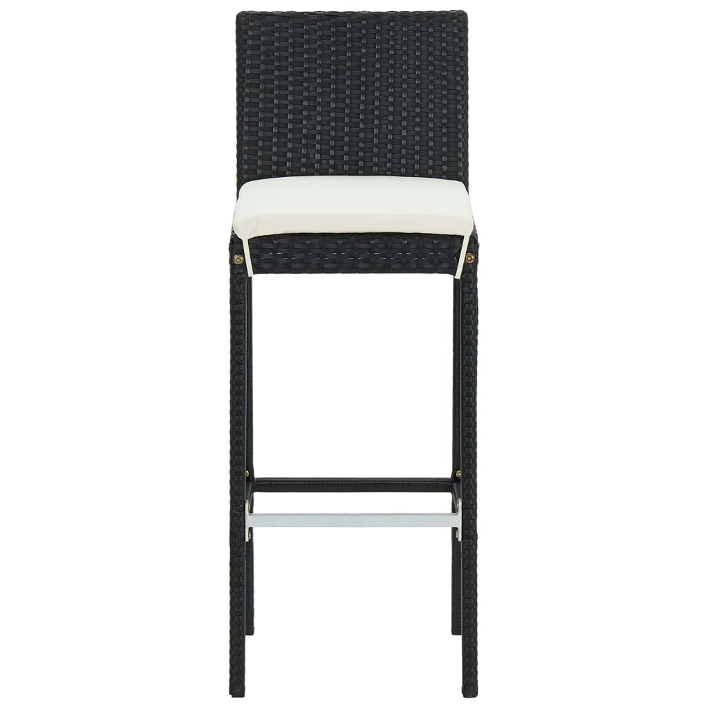 vidaXL dārza bāra krēsli ar matračiem, 2 gab., melna PE rotangpalma