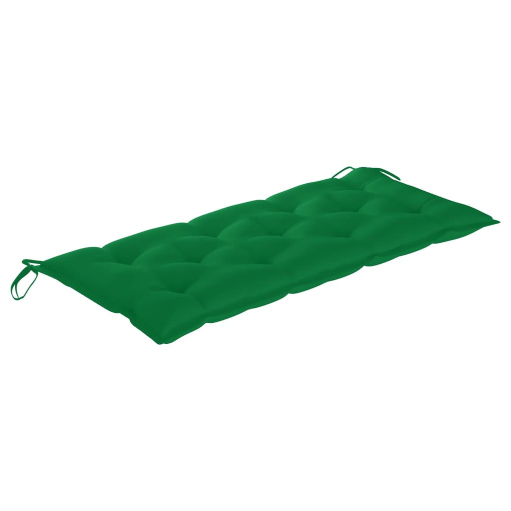 vidaXL sols ar zaļu matraci, 120 cm, masīvs tīkkoks