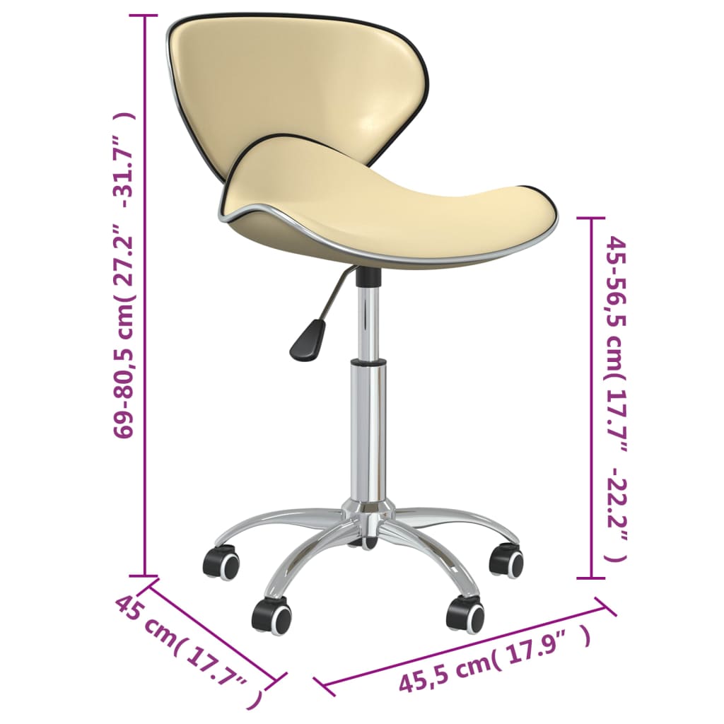 vidaXL grozāmi virtuves krēsli, 4 gab., krēmkrāsas mākslīgā āda