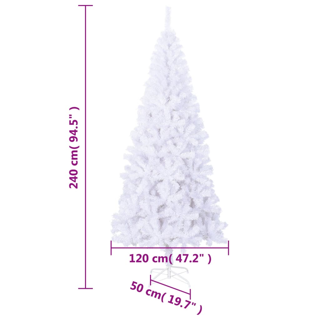 vidaXL mākslīgā Ziemassvētku egle L, 240 cm, balta