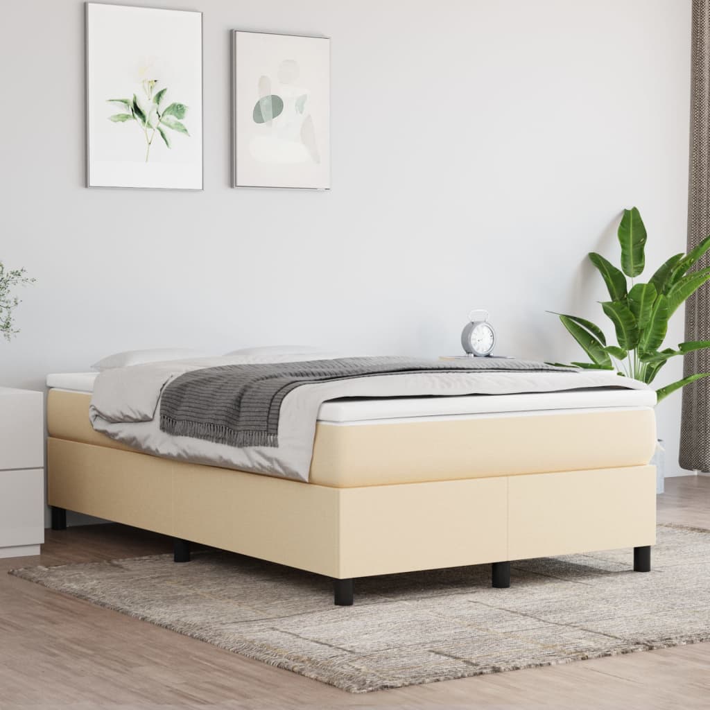 vidaXL atsperu gultas rāmis, krēmkrāsas, 120x200 cm, audums