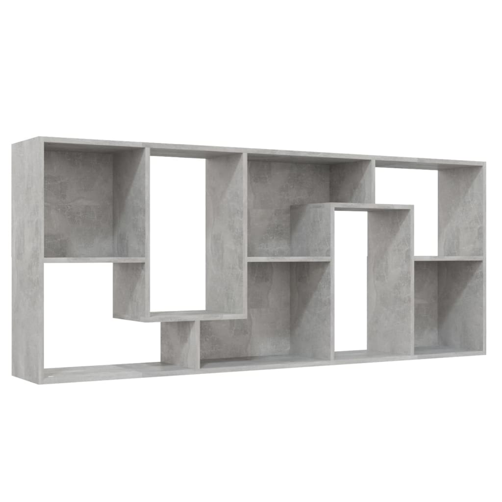 vidaXL grāmatu plaukts, betona pelēks, 67x24x161 cm, skaidu plāksne