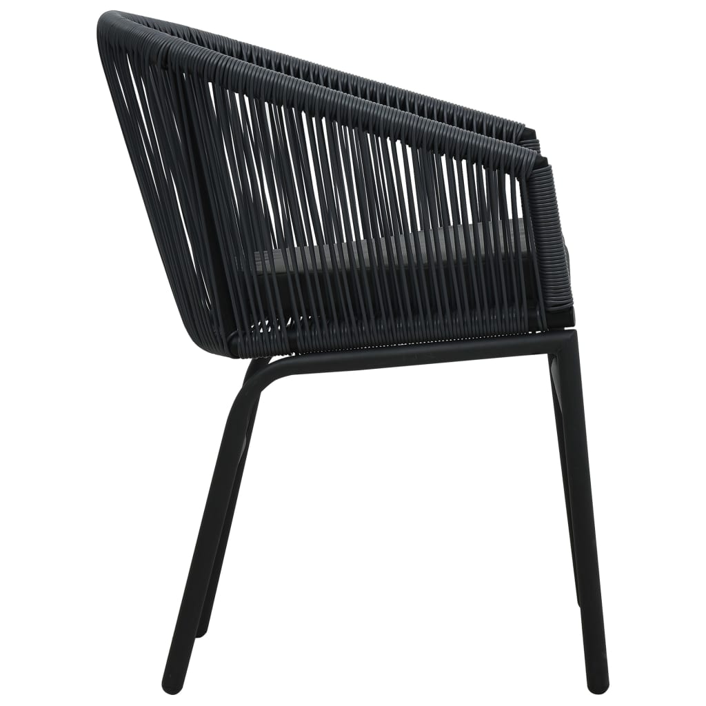 vidaXL dārza krēsli, 2 gab., melni, PE rotangpalma