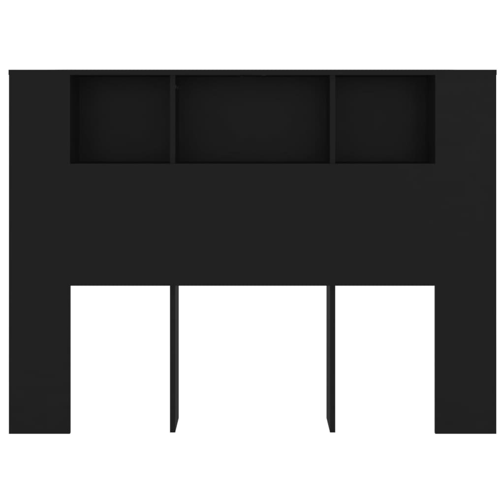 vidaXL gultas galvgalis ar plauktu, melns, 140x18,5x104,5 cm