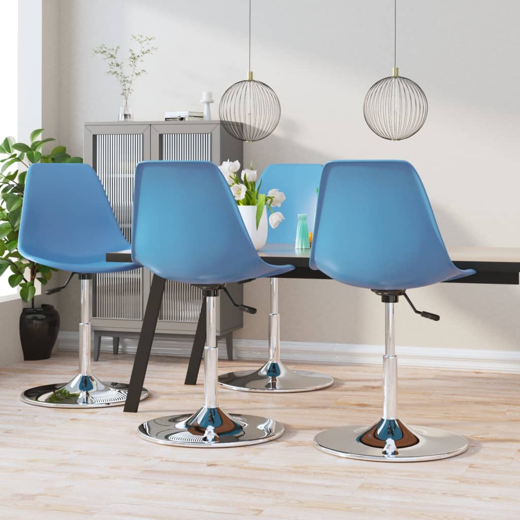 vidaXL grozāmi virtuves krēsli, 4 gab., zila plastmasa