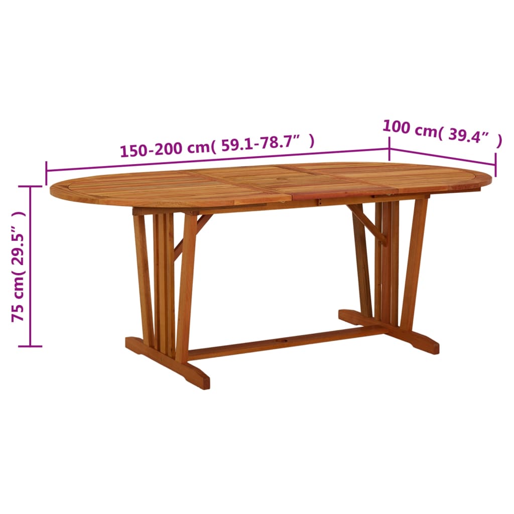 vidaXL dārza galds, 200x100x75 cm, eikalipta masīvkoks