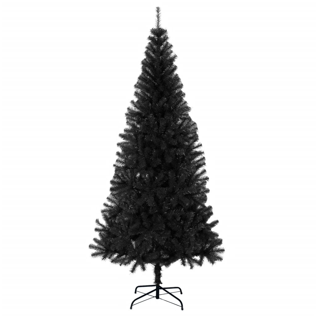 vidaXL mākslīgā Ziemassvētku egle ar statīvu, melna, 180 cm, PVC