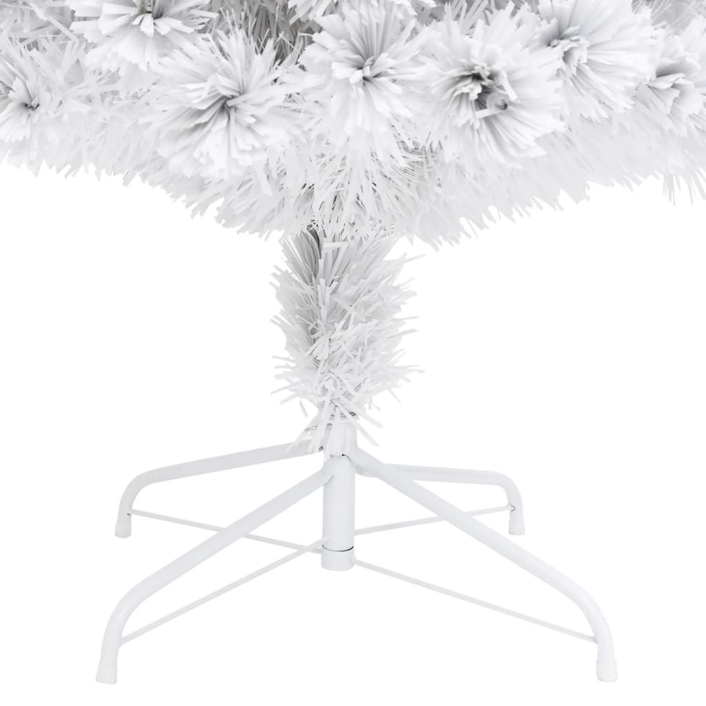 vidaXL izgaismota Ziemassvētku egle, balta, 120 cm, optiskā šķiedra