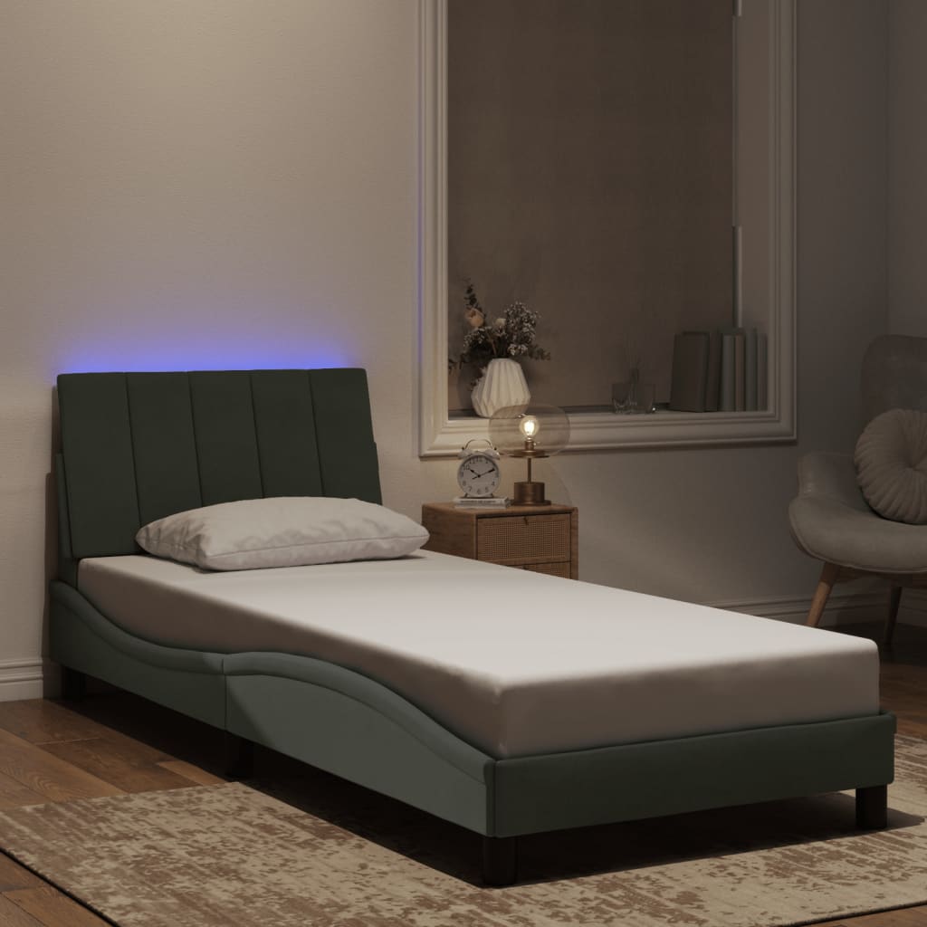 vidaXL gultas rāmis ar LED, gaiši pelēks samts, 80x200 cm