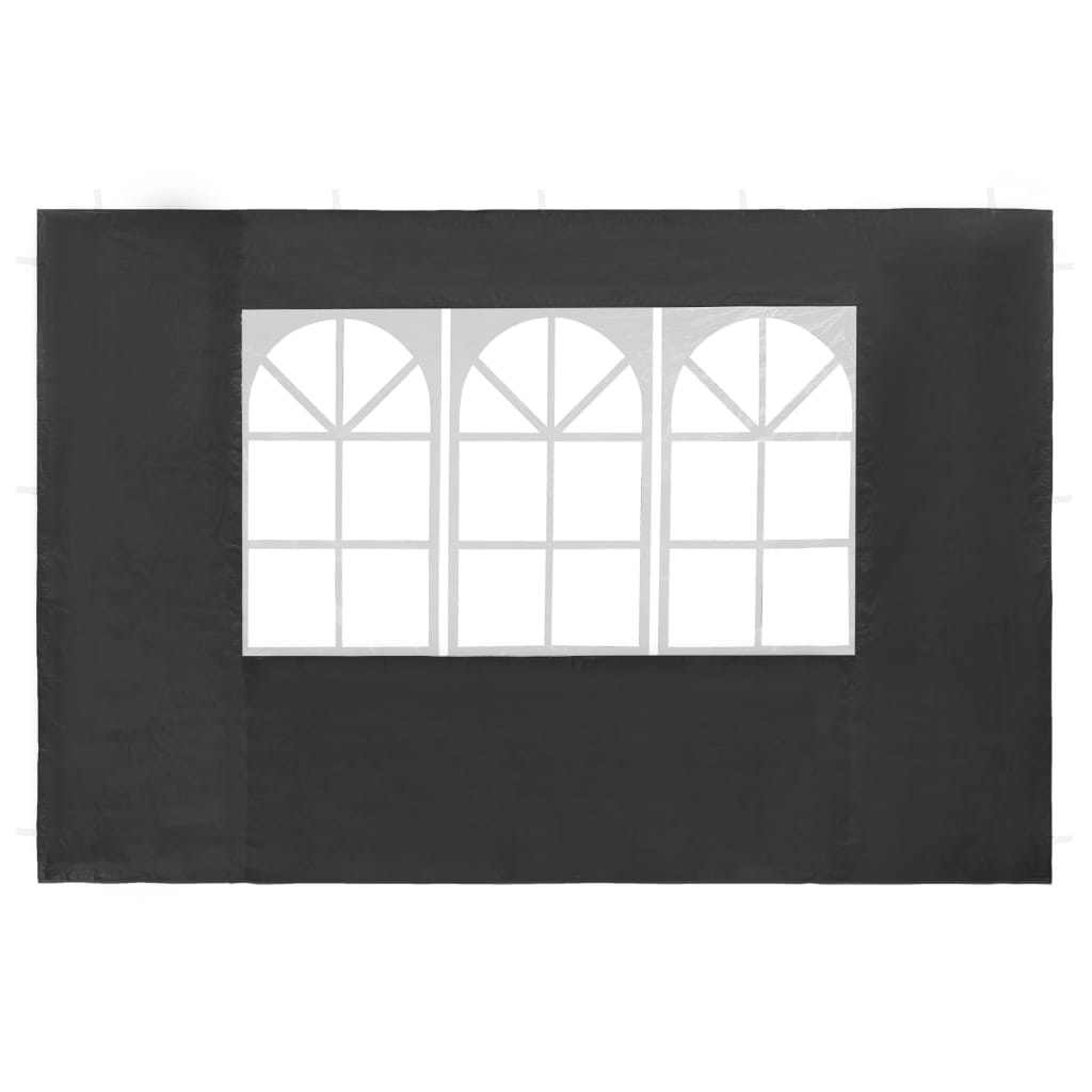 vidaXL dārza telts sānu sienas, 2 gab., ar logiem, PE, antracītpelēkas
