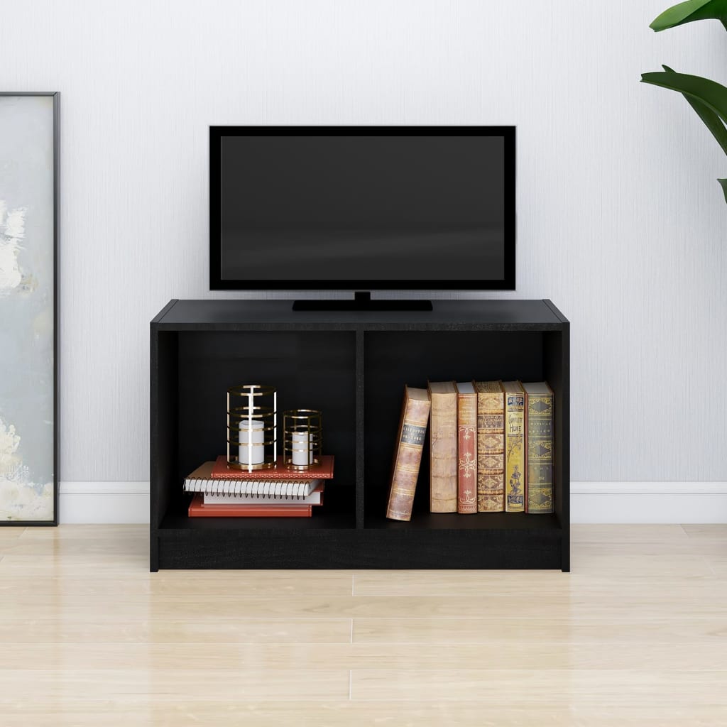 vidaXL TV plaukts, melns, 70x33x42 cm, priedes masīvkoks