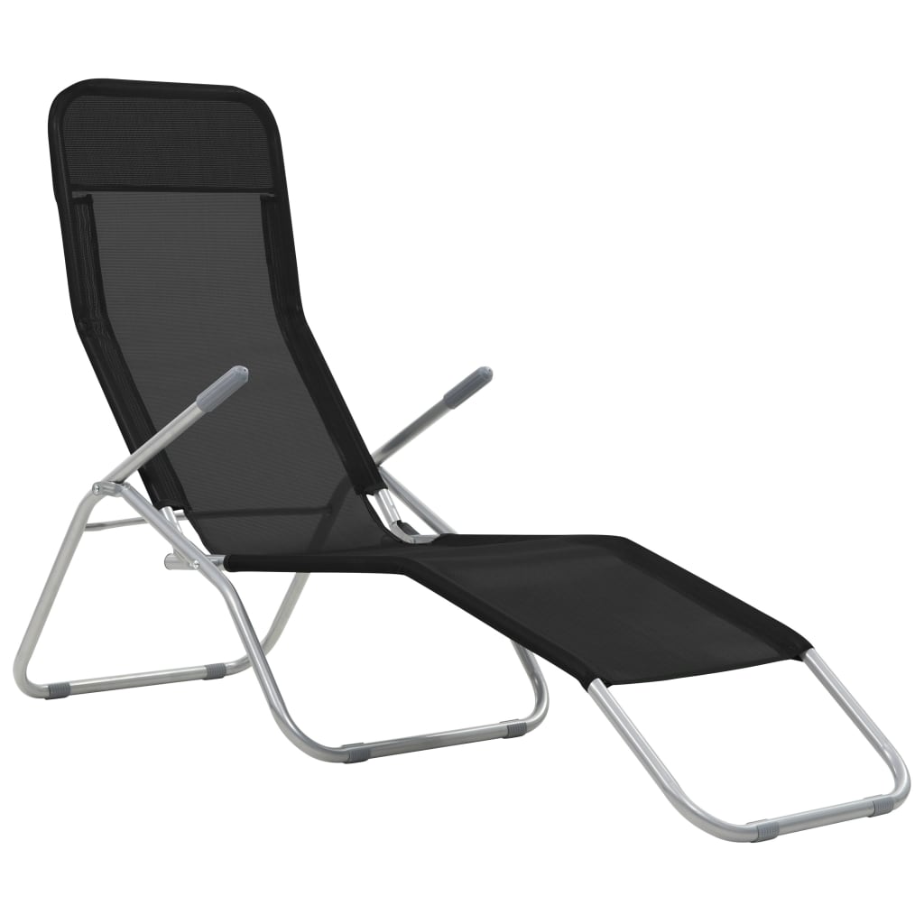 vidaXL saliekami sauļošanās krēsli, 2 gab., melns tekstilēns