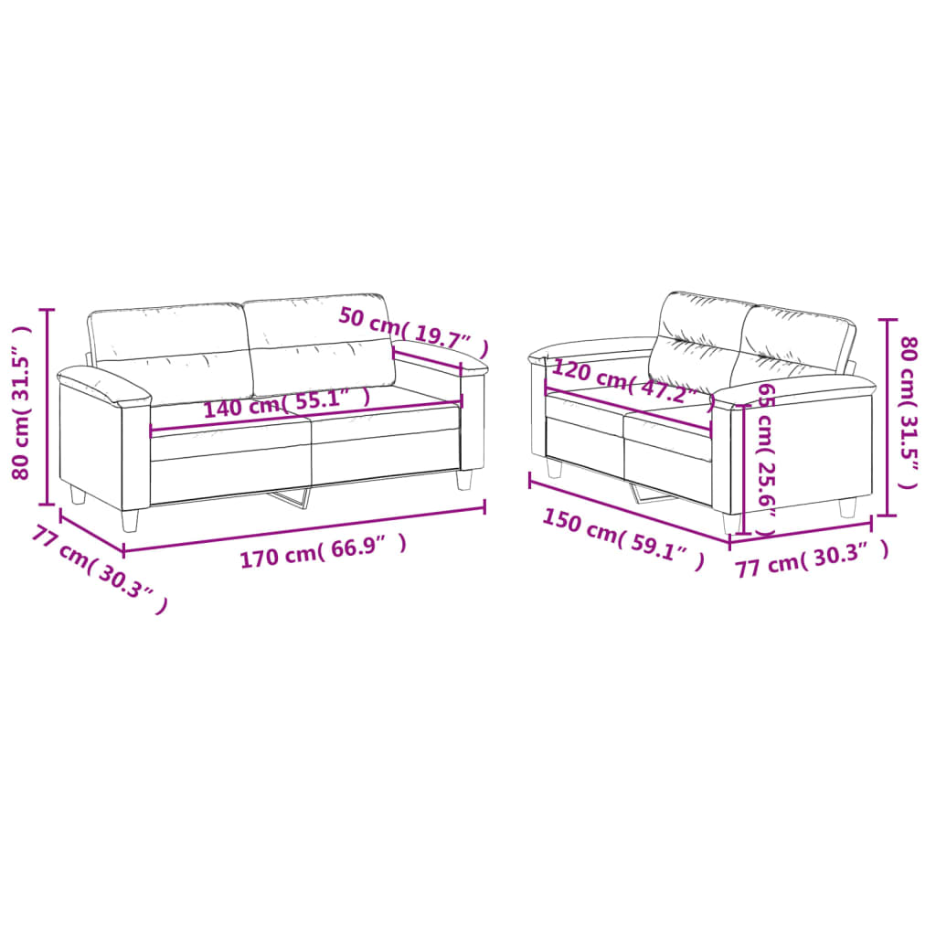 vidaXL divdaļīgs dīvānu komplekts ar matračiem, bēšs audums