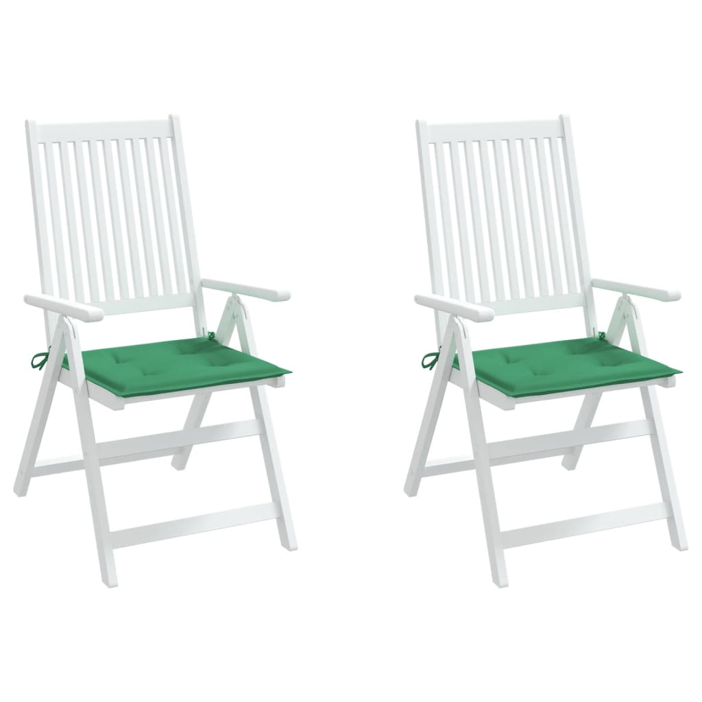 vidaXL dārza krēslu spilveni, 2 gab., zaļi, 40x40x3 cm, audums