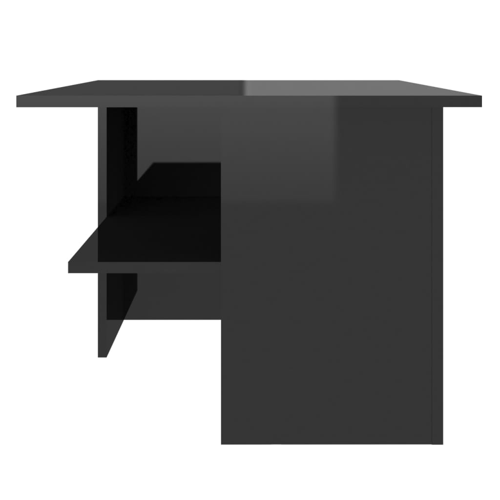 vidaXL kafijas galdiņš, spīdīgi melns, 90x60x46,5 cm, skaidu plāksne