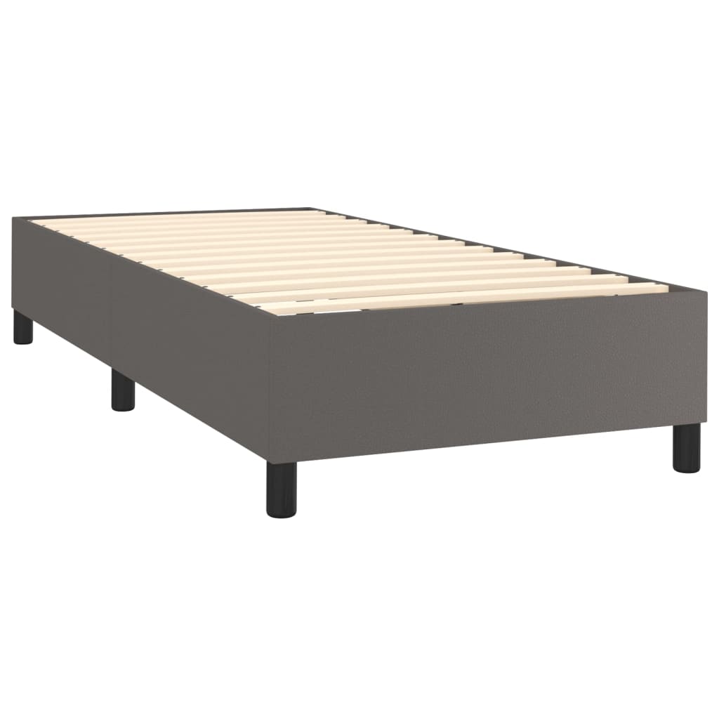 vidaXL atsperu gulta ar matraci, pelēka, 80x200 cm, mākslīgā āda