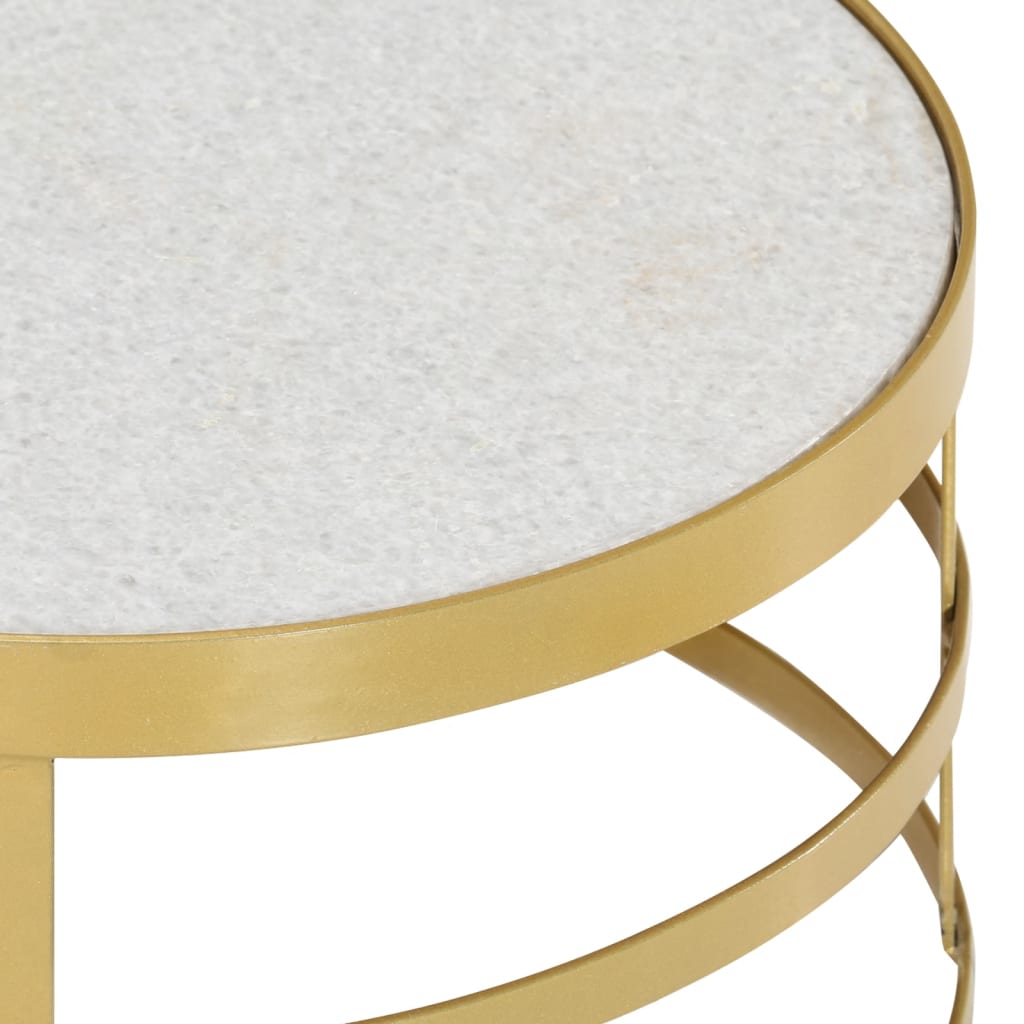 vidaXL divdaļīgs kafijas galdiņu komplekts, marmora, misiņa un balti