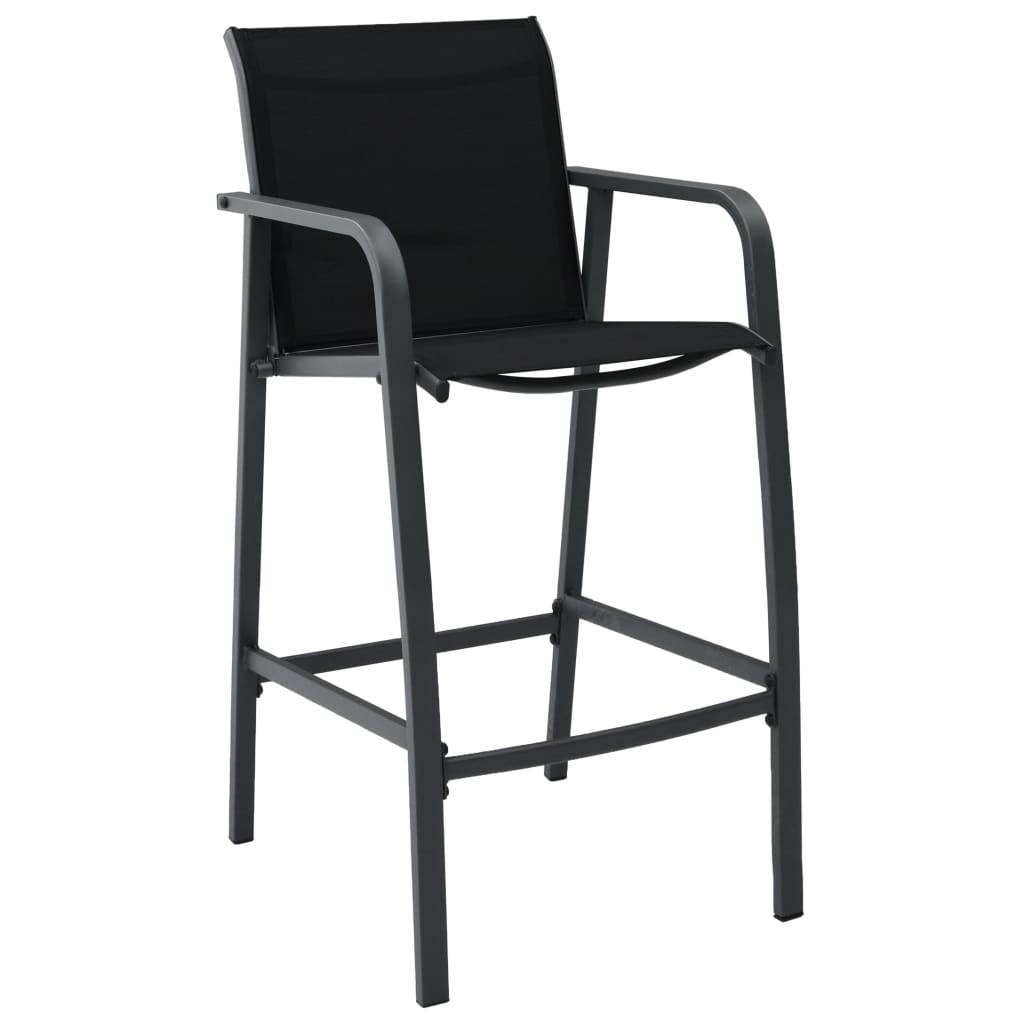 vidaXL dārza bāra krēsli, 4 gab., melns tekstilēns