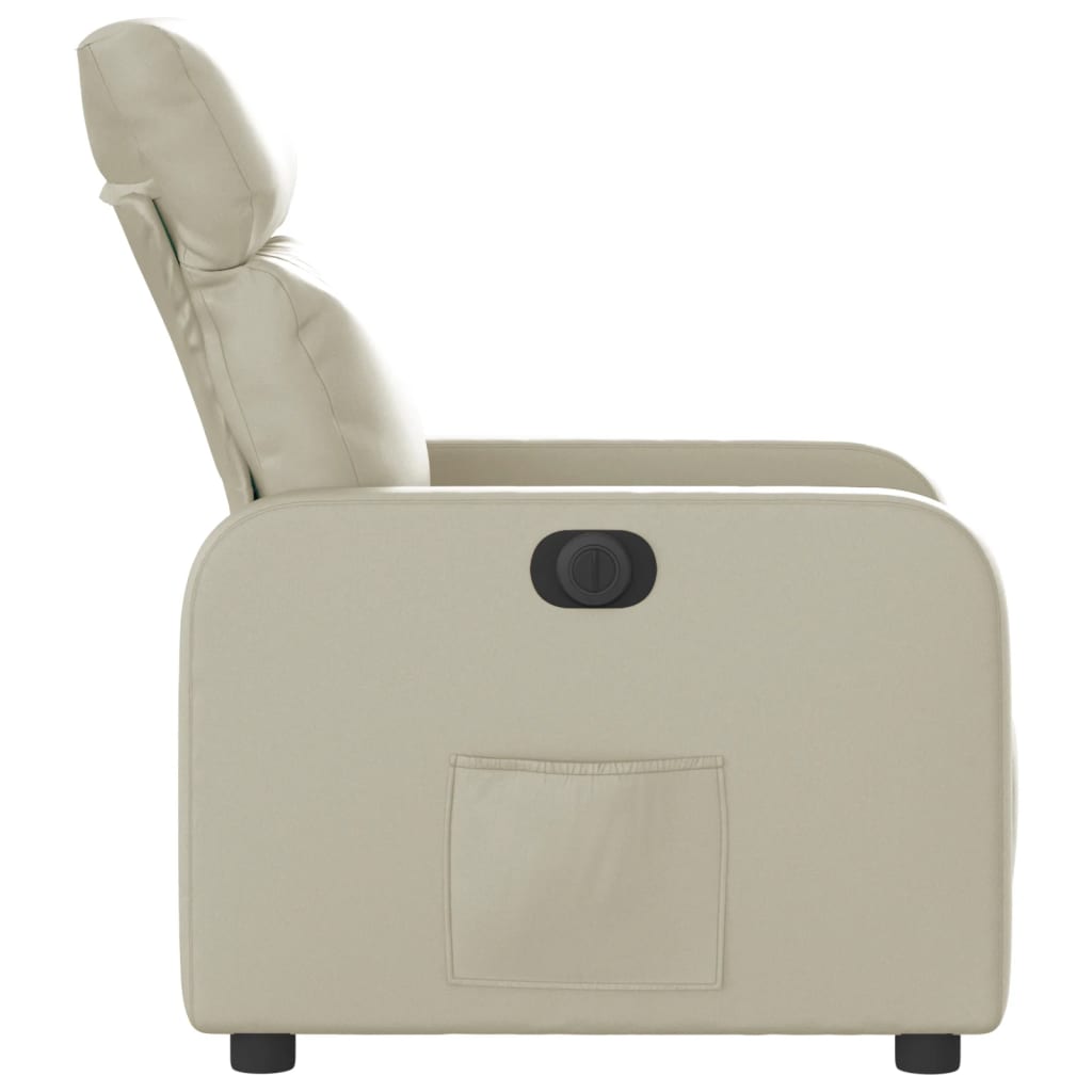 vidaXL elektrisks atpūtas krēsls, atgāžams, krēmkrāsas mākslīgā āda