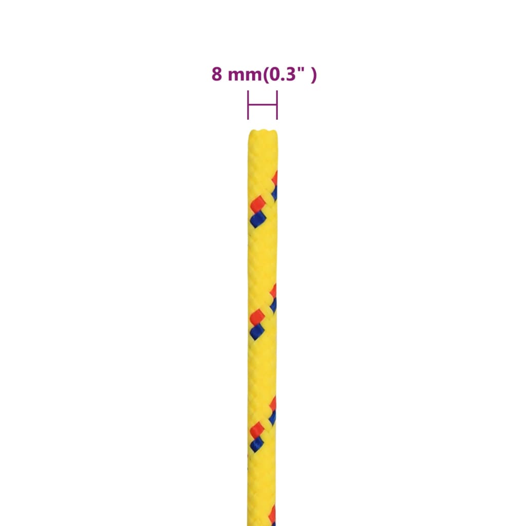vidaXL laivu virve, dzeltena, 8 mm, 250 m, polipropilēns